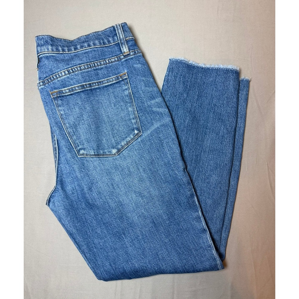 J.Crew Slim Broken-in Boyfriend Jeans Blue Stretch Raw Hem Distressed 28
